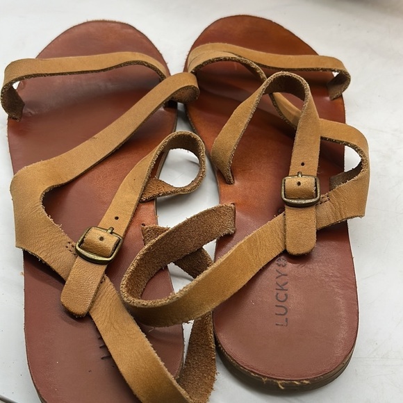 Lucky Brand Flat Leather Sandal Sz 7.5. MCS0757F - Picture 4 of 6